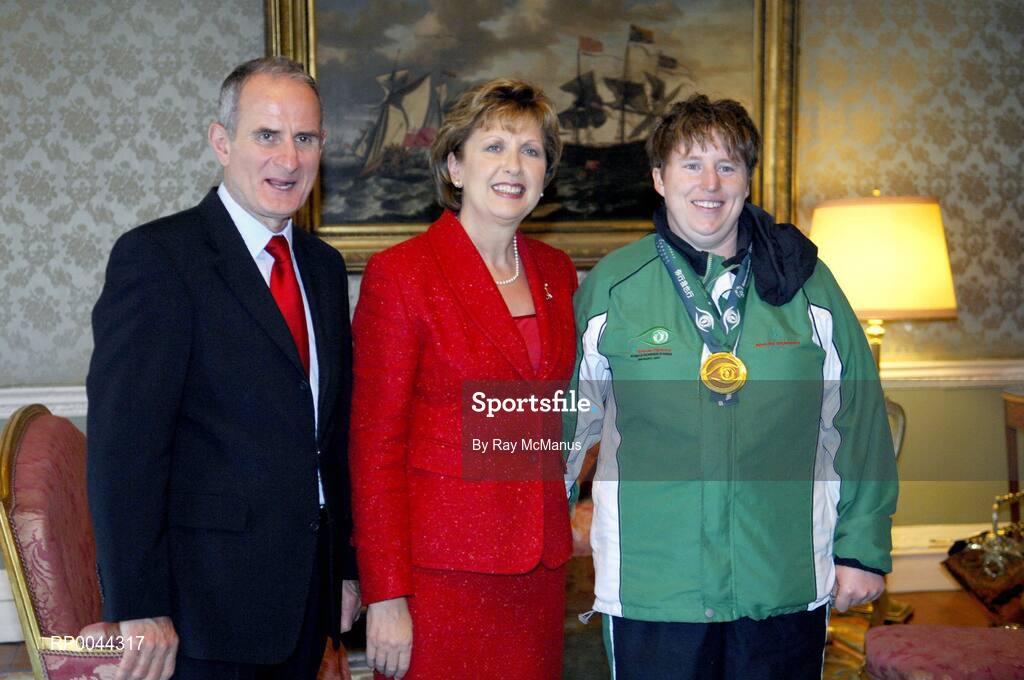 8 November 2007; Ciara Joyce, from Aran Islands, Co. Galway, a TEAM Ireland member, who attended a reception in Aras an Uachtarain hosted by President Mary McAleese and Dr. Martin McAleese, to celebrate their triumphs at the 2007 Special Olympics World Summer Games, held recently in Shanghai, China. Aras an Uachtarain, Phoenix Park, Dublin. Picture credit: Ray McManus / SPORTSFILE