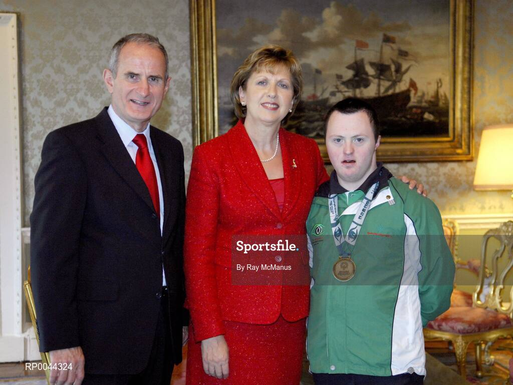 8 November 2007; Fergal Bolger, from Graighnamanagh, Co. Kilkenny, a TEAM Ireland member, who attended a reception in Aras an Uachtarain hosted by President Mary McAleese and Dr. Martin McAleese, to celebrate their triumphs at the 2007 Special Olympics World Summer Games, held recently in Shanghai, China. Aras an Uachtarain, Phoenix Park, Dublin. Picture credit: Ray McManus / SPORTSFILE