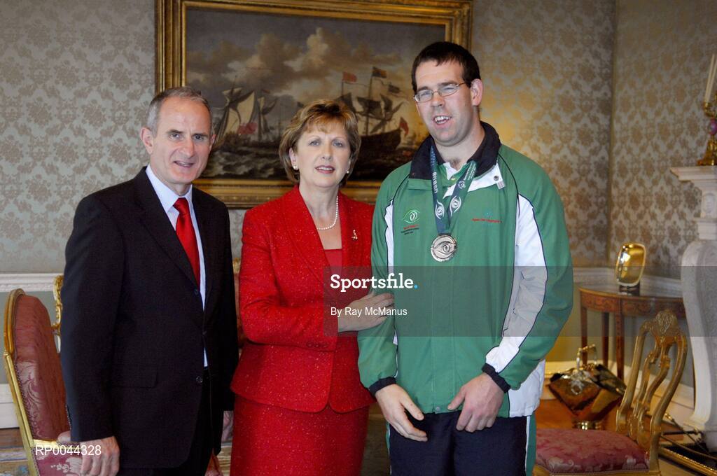 8 November 2007; Patrick Nolan, from Enniscorthy, Co. Wexford, a TEAM Ireland member, who attended a reception in Aras an Uachtarain hosted by President Mary McAleese and Dr. Martin McAleese, to celebrate their triumphs at the 2007 Special Olympics World Summer Games, held recently in Shanghai, China. Aras an Uachtarain, Phoenix Park, Dublin. Picture credit: Ray McManus / SPORTSFILE  *** Local Caption *** patrick nolan