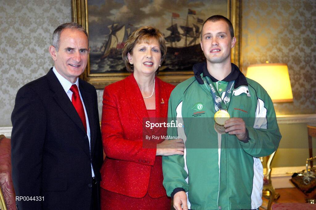 8 November 2007; Darren Carr, from Enniscorthy, Co. Wexford, a TEAM Ireland member, who attended a reception in Aras an Uachtarain hosted by President Mary McAleese and Dr. Martin McAleese, to celebrate their triumphs at the 2007 Special Olympics World Summer Games, held recently in Shanghai, China. Aras an Uachtarain, Phoenix Park, Dublin. Picture credit: Ray McManus / SPORTSFILE