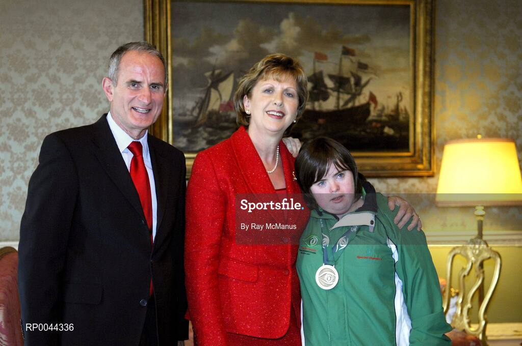 8 November 2007; Louise Coleman, from Ferrybank, Co. Waterford, a TEAM Ireland member, who attended a reception in Aras an Uachtarain hosted by President Mary McAleese and Dr. Martin McAleese, to celebrate their triumphs at the 2007 Special Olympics World Summer Games, held recently in Shanghai, China. Aras an Uachtarain, Phoenix Park, Dublin. Picture credit: Ray McManus / SPORTSFILE