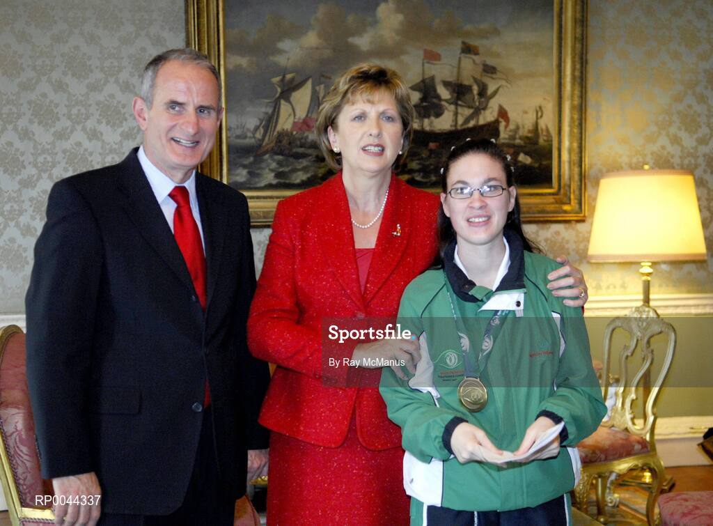 8 November 2007; Dorothy Heffernan, from Ferrybank, Co. Waterford, a TEAM Ireland member, who attended a reception in Aras an Uachtarain hosted by President Mary McAleese and Dr. Martin McAleese, to celebrate their triumphs at the 2007 Special Olympics World Summer Games, held recently in Shanghai, China. Aras an Uachtarain, Phoenix Park, Dublin. Picture credit: Ray McManus / SPORTSFILE