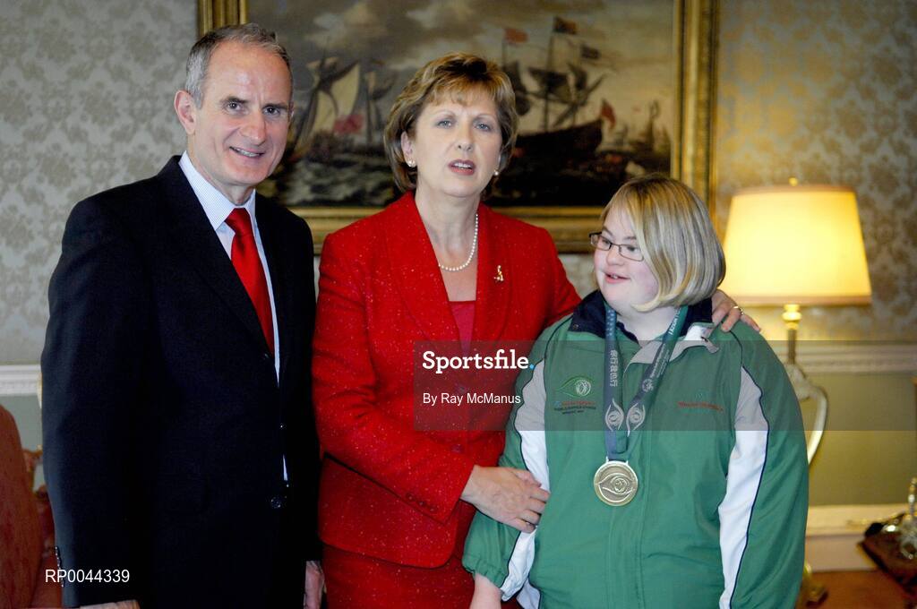 8 November 2007; Grace Howley, from Portlaw, Co. Waterford, a TEAM Ireland member, who attended a reception in Aras an Uachtarain hosted by President Mary McAleese and Dr. Martin McAleese, to celebrate their triumphs at the 2007 Special Olympics World Summer Games, held recently in Shanghai, China. Aras an Uachtarain, Phoenix Park, Dublin. Picture credit: Ray McManus / SPORTSFILE