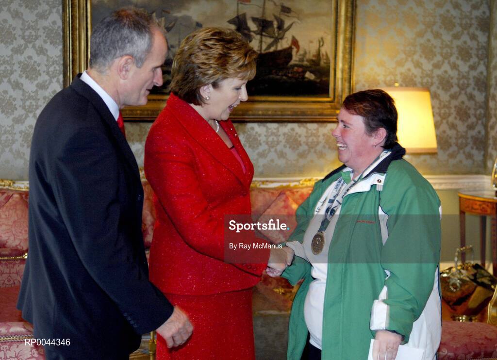 8 November 2007; Bernadette Carr, from Carrounabricicna, Co. Roscommon, a TEAM Ireland member, who attended a reception in Aras an Uachtarain hosted by President Mary McAleese and Dr. Martin McAleese, to celebrate their triumphs at the 2007 Special Olympics World Summer Games, held recently in Shanghai, China. Aras an Uachtarain, Phoenix Park, Dublin. Picture credit: Ray McManus / SPORTSFILE