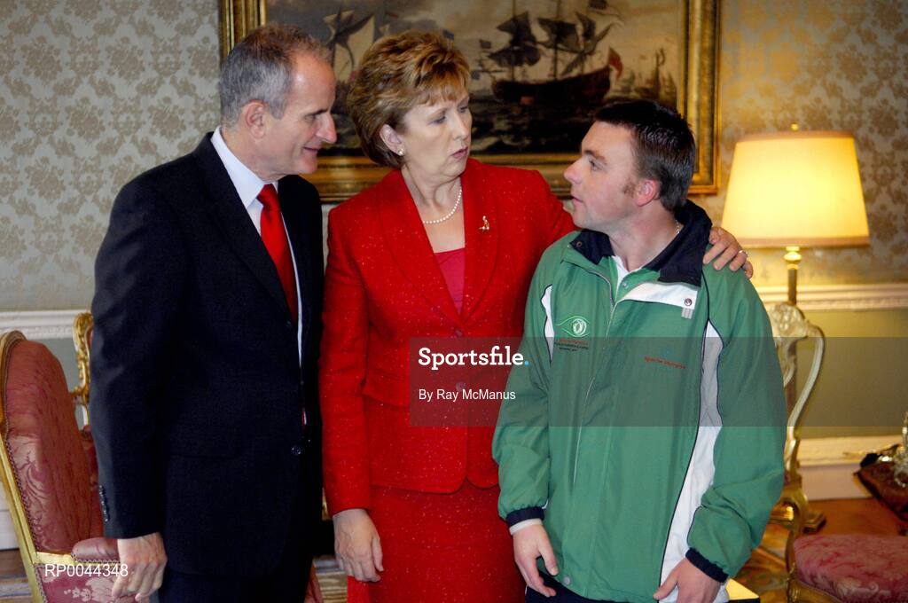 8 November 2007; James Glover, from Strokestown, Co. Roscommon,  a TEAM Ireland member, who attended a reception in Aas an Uachtarain hosted by President Mary McAleese and Dr. Martin McAleese, to celebrate their triumphs at the 2007 Special Olympics World Summer Games, held recently in Shanghai, China. Aras an Uachtarain, Phoenix Park, Dublin. Picture credit: Ray McManus / SPORTSFILE