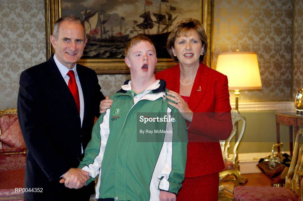 8 November 2007; Eddie Ryan, from Clonmel, Co. Tipperary,  a TEAM Ireland member, who attended a reception in Aras an Uachtarain hosted by President Mary McAleese and Dr. Martin McAleese, to celebrate their triumphs at the 2007 Special Olympics World Summer Games, held recently in Shanghai, China. Aras an Uachtarain, Phoenix Park, Dublin. Picture credit: Ray McManus / SPORTSFILE