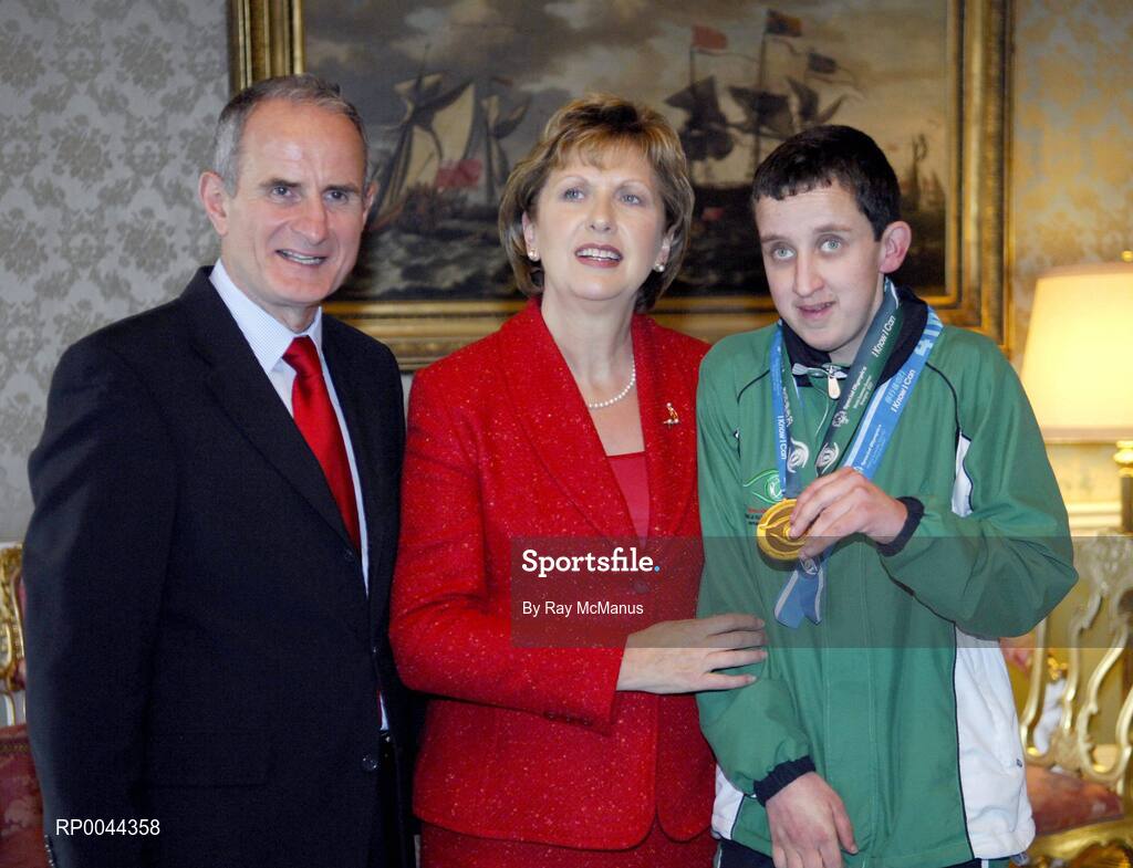 8 November 2007; Brian Ridgeway, from Castletroy, Co. Limerick, a TEAM Ireland member, who attended a reception in Aras an Uachtarain hosted by President Mary McAleese and Dr. Martin McAleese, to celebrate their triumphs at the 2007 Special Olympics World Summer Games, held recently in Shanghai, China. Aras an Uachtarain, Phoenix Park, Dublin. Picture credit: Ray McManus / SPORTSFILE
