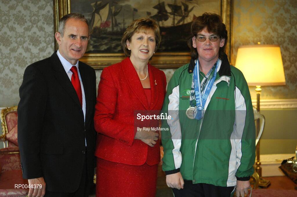 8 November 2007; Patricia McNicholas, from Kiltimagh, Co. Mayo, a TEAM Ireland member, who attended a reception in Aras an Uachtarain hosted by President Mary McAleese and Dr. Martin McAleese, to celebrate their triumphs at the 2007 Special Olympics World Summer Games, held recently in Shanghai, China. Aras an Uachtarain, Phoenix Park, Dublin. Picture credit: Ray McManus / SPORTSFILE