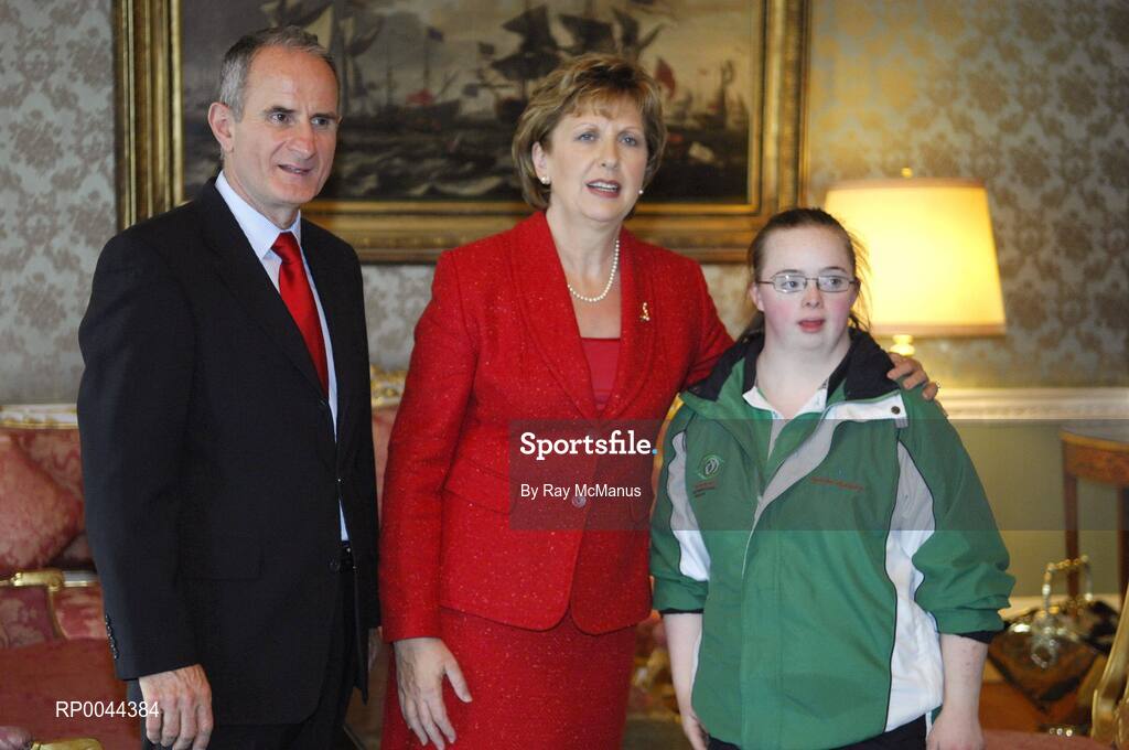 8 November 2007; Edel Hannon, from Dromore West, Co. Sligo, a TEAM Ireland member, who attended a reception in Aras an Uachtarain hosted by President Mary McAleese and Dr. Martin McAleese, to celebrate their triumphs at the 2007 Special Olympics World Summer Games, held recently in Shanghai, China. Aras an Uachtarain, Phoenix Park, Dublin. Picture credit: Ray McManus / SPORTSFILE