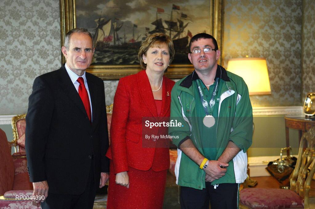 8 November 2007; Gerard McCormack, from Ballymote, Co. Sligo, a TEAM Ireland member, who attended a reception in Aras an Uachtarain hosted by President Mary McAleese and Dr. Martin McAleese, to celebrate their triumphs at the 2007 Special Olympics World Summer Games, held recently in Shanghai, China. Aras an Uachtarain, Phoenix Park, Dublin. Picture credit: Ray McManus / SPORTSFILE