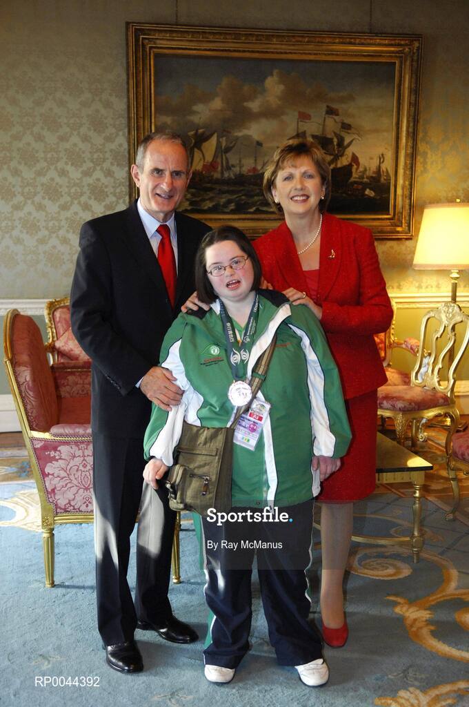 8 November 2007; Antonia Casey, from Boyle, Co. Sligo, a TEAM Ireland member, who attended a reception in Aras an Uachtarain hosted by President Mary McAleese and Dr. Martin McAleese, to celebrate their triumphs at the 2007 Special Olympics World Summer Games, held recently in Shanghai, China. Aras an Uachtarain, Phoenix Park, Dublin. Picture credit: Ray McManus / SPORTSFILE