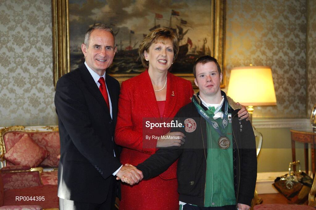 8 November 2007; David Corroon, from Mullingar, Co. Westmeath, a TEAM Ireland member, who attended a reception in Aras an Uachtarain hosted by President Mary McAleese and Dr. Martin McAleese, to celebrate their triumphs at the 2007 Special Olympics World Summer Games, held recently in Shanghai, China. Aras an Uachtarain, Phoenix Park, Dublin. Picture credit: Ray McManus / SPORTSFILE