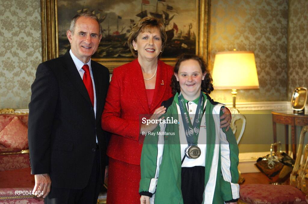8 November 2007; Ruth Pauline Gribben, from Dundalk, Co. Louth, a TEAM Ireland member, who attended a reception in Aras an Uachtarain hosted by President Mary McAleese and Dr. Martin McAleese, to celebrate their triumphs at the 2007 Special Olympics World Summer Games, held recently in Shanghai, China. Aras an Uachtarain, Phoenix Park, Dublin. Picture credit: Ray McManus / SPORTSFILE