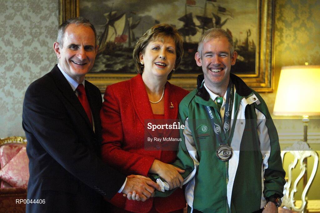 8 November 2007; Fiachra Englishby, from Athboy, Co. Meath, a TEAM Ireland member, who attended a reception in Aras an Uachtarain hosted by President Mary McAleese and Dr. Martin McAleese, to celebrate their triumphs at the 2007 Special Olympics World Summer Games, held recently in Shanghai, China. Aras an Uachtarain, Phoenix Park, Dublin. Picture credit: Ray McManus / SPORTSFILE