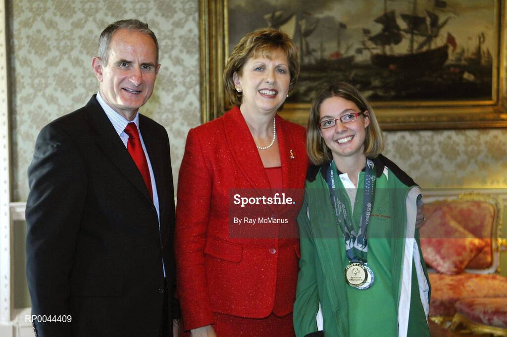 8 November 2007; Emma Jamison, from Eniniskillen, Co. Fermanagh, a TEAM Ireland member, who attended a reception in Aras an Uachtarain hosted by President Mary McAleese and Dr. Martin McAleese, to celebrate their triumphs at the 2007 Special Olympics World Summer Games, held recently in Shanghai, China. Aras an Uachtarain, Phoenix Park, Dublin. Picture credit: Ray McManus / SPORTSFILE