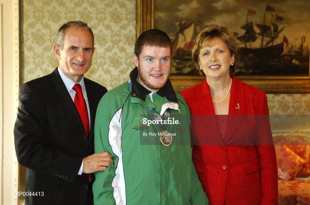 8 November 2007; Dessie Gonoude, from Tullamore, Co. Offaly, a TEAM Ireland member, who attended a reception in Aras an Uachtarain hosted by President Mary McAleese and Dr. Martin McAleese, to celebrate their triumphs at the 2007 Special Olympics World Summer Games, held recently in Shanghai, China. Aras an Uachtarain, Phoenix Park, Dublin. Picture credit: Ray McManus / SPORTSFILE