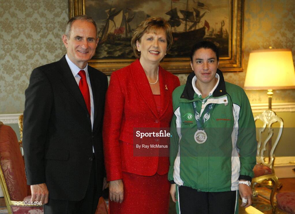 8 November 2007; Nichola Farrell, from Leopardstown, Co. Dublin, a TEAM Ireland member, who attended a reception in Aras an Uachtarain hosted by President Mary McAleese and Dr. Martin McAleese, to celebrate their triumphs at the 2007 Special Olympics World Summer Games, held recently in Shanghai, China. Aras an Uachtarain, Phoenix Park, Dublin. Picture credit: Ray McManus / SPORTSFILE