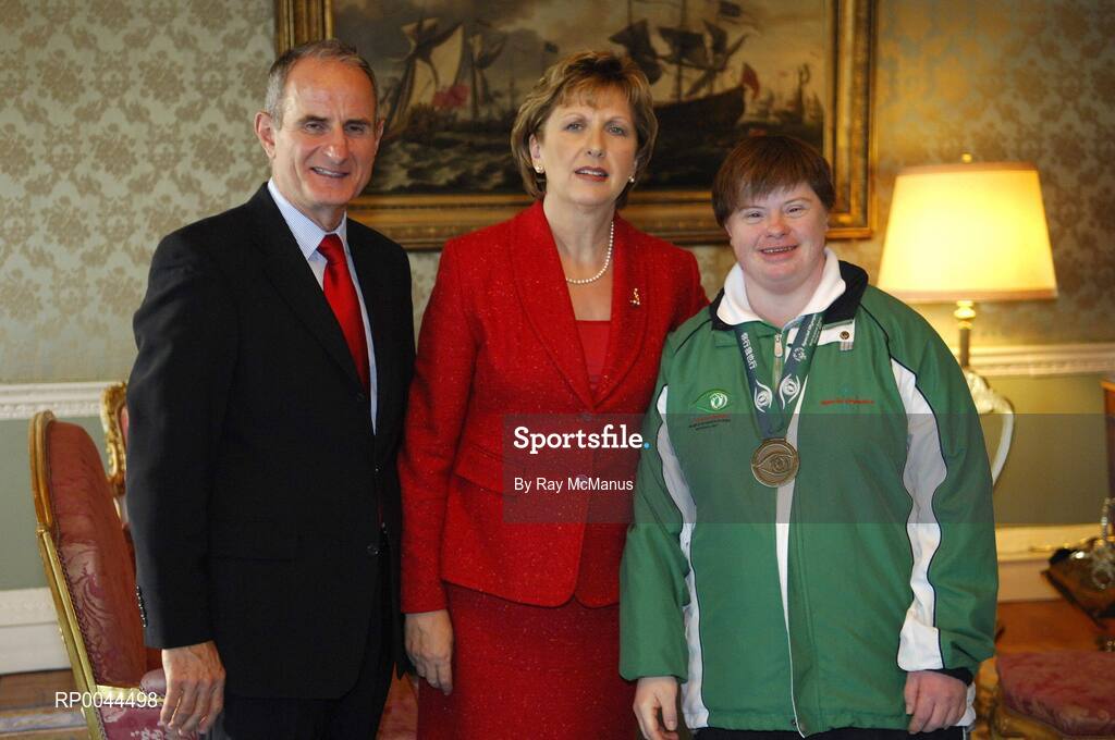 8 November 2007; Grace Jennings, from Dundrum, Co. Dublin, a TEAM Ireland member, who attended a reception in Aras an Uachtarain hosted by President Mary McAleese and Dr. Martin McAleese, to celebrate their triumphs at the 2007 Special Olympics World Summer Games, held recently in Shanghai, China. Aras an Uachtarain, Phoenix Park, Dublin. Picture credit: Ray McManus / SPORTSFILE