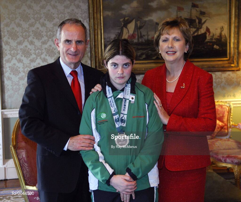 8 November 2007; Aisling O'Brien, from Sandycove, Co. Dublin, a TEAM Ireland member, who attended a reception in Aras an Uachtarain hosted by President Mary McAleese and Dr. Martin McAleese, to celebrate their triumphs at the 2007 Special Olympics World Summer Games, held recently in Shanghai, China. Aras an Uachtarain, Phoenix Park, Dublin. Picture credit: Ray McManus / SPORTSFILE