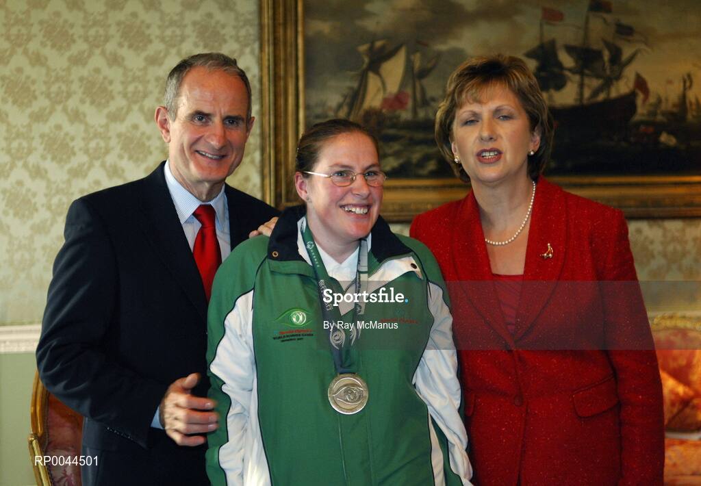 8 November 2007; Bridget O'Reilly, from Dunboyne, Co. Meath, a TEAM Ireland member, who attended a reception in Aras an Uachtarain hosted by President Mary McAleese and Dr. Martin McAleese, to celebrate their triumphs at the 2007 Special Olympics World Summer Games, held recently in Shanghai, China. Aras an Uachtarain, Phoenix Park, Dublin. Picture credit: Ray McManus / SPORTSFILE