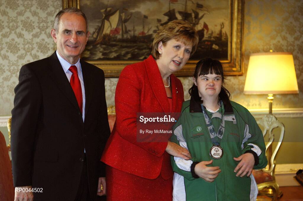 8 November 2007; Linda Mooney, from Swords, Co. Dublin, a TEAM Ireland member, who attended a reception in Aras an Uachtarain hosted by President Mary McAleese and Dr. Martin McAleese, to celebrate their triumphs at the 2007 Special Olympics World Summer Games, held recently in Shanghai, China. Aras an Uachtarain, Phoenix Park, Dublin. Picture credit: Ray McManus / SPORTSFILE