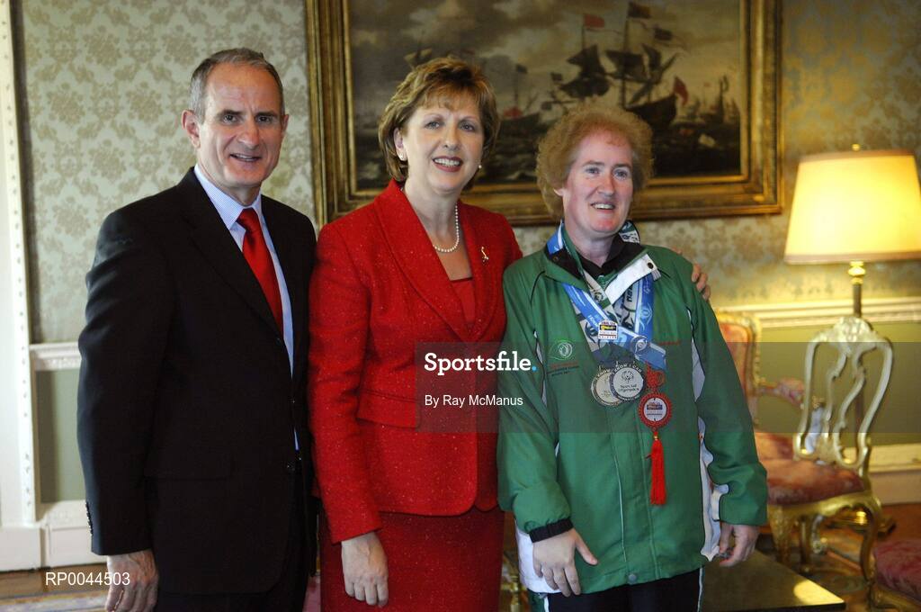 8 November 2007; Carol O'Rourke, from Finglas, Co. Dublin, a TEAM Ireland member, who attended a reception in Aras an Uachtarain hosted by President Mary McAleese and Dr. Martin McAleese, to celebrate their triumphs at the 2007 Special Olympics World Summer Games, held recently in Shanghai, China. Aras an Uachtarain, Phoenix Park, Dublin. Picture credit: Ray McManus / SPORTSFILE