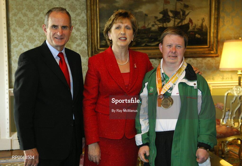 8 November 2007; Paul Sweeny, from Stillorgan, Co. Dublin, a TEAM Ireland member, who attended a reception in Aras an Uachtarain hosted by President Mary McAleese and Dr. Martin McAleese, to celebrate their triumphs at the 2007 Special Olympics World Summer Games, held recently in Shanghai, China. Aras an Uachtarain, Phoenix Park, Dublin. Picture credit: Ray McManus / SPORTSFILE