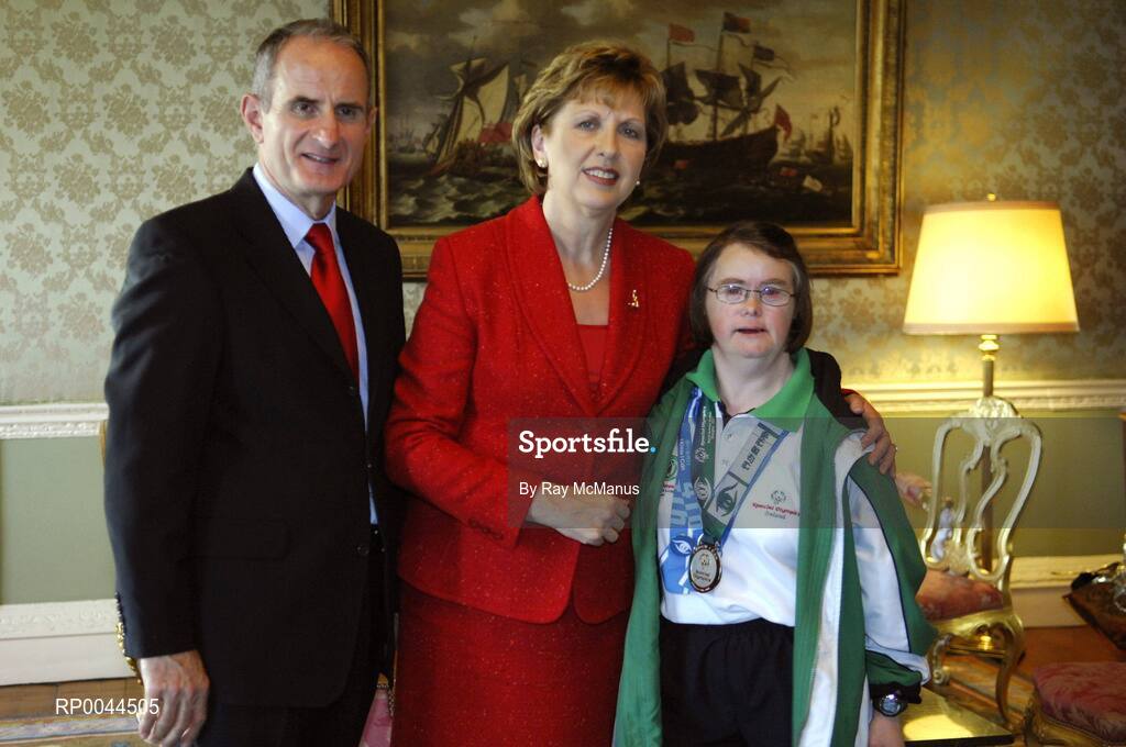 8 November 2007; Bernadette Carroll, from Foxrock, Co. Dublin, a TEAM Ireland member,who attended a reception in Aras an Uachtarain hosted by President Mary McAleese and Dr. Martin McAleese, to celebrate their triumphs at the 2007 Special Olympics World Summer Games, held recently in Shanghai, China. Aras an Uachtarain, Phoenix Park, Dublin. Picture credit: Ray McManus / SPORTSFILE