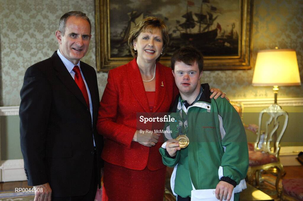 8 November 2007; James Callaghan, from Blackrock, Co. Dublin, a TEAM Ireland member, who attended a reception in Aras an Uachtarain hosted by President Mary McAleese and Dr. Martin McAleese, to celebrate their triumphs at the 2007 Special Olympics World Summer Games, held recently in Shanghai, China. Aras an Uachtarain, Phoenix Park, Dublin. Picture credit: Ray McManus / SPORTSFILE