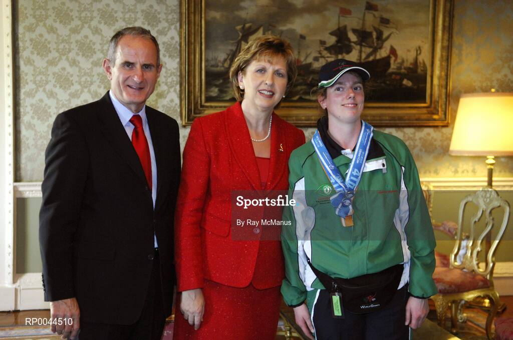 8 November 2007; Claire Alice Byrne, from Shankill, Co. Dublin, a TEAM Ireland member, who attended a reception in Aras an Uachtarain hosted by President Mary McAleese and Dr. Martin McAleese, to celebrate their triumphs at the 2007 Special Olympics World Summer Games, held recently in Shanghai, China. Aras an Uachtarain, Phoenix Park, Dublin. Picture credit: Ray McManus / SPORTSFILE