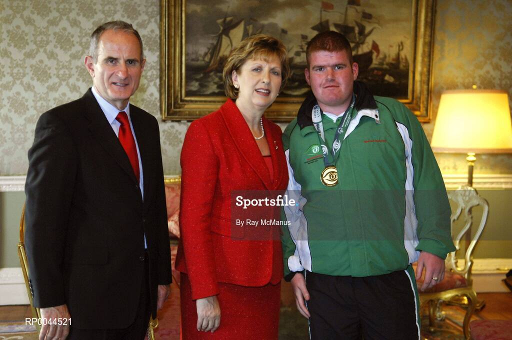8 November 2007; Mark Duffy, from Tallaght, Co. Dublin, a TEAM Ireland member, who attended a reception in Aras an Uachtarain hosted by President Mary McAleese and Dr. Martin McAleese, to celebrate their triumphs at the 2007 Special Olympics World Summer Games, held recently in Shanghai, China. Aras an Uachtarain, Phoenix Park, Dublin. Picture credit: Ray McManus / SPORTSFILE