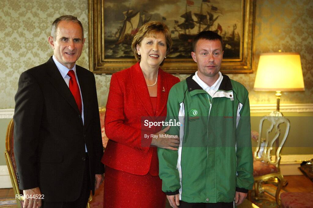 8 November 2007; John Cousins, from Tallaght, co. Dublin, a TEAM Ireland member, who attended a reception in Aras an Uachtarain hosted by President Mary McAleese and Dr. Martin McAleese, to celebrate their triumphs at the 2007 Special Olympics World Summer Games, held recently in Shanghai, China. Aras an Uachtarain, Phoenix Park, Dublin. Picture credit: Ray McManus / SPORTSFILE