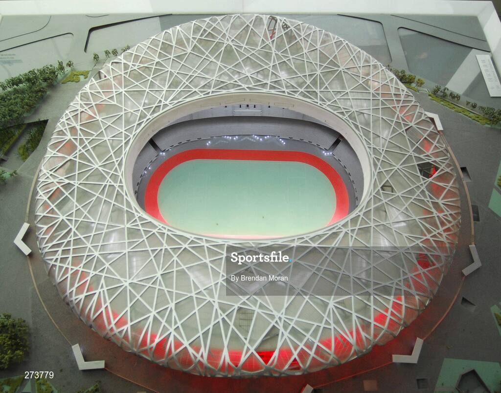 12 November 2007; A model of the National Stadium in Beijing during preparations ahead of the 2008 Summer Olympic Games. The 2008 Summer Olympics, officially known as the Games of the XXIX Olympiad, will be take place from the 8th August 2008 to 24th August 2008, at the Beijing National Stadium in Beijing, China. Beijing, China. Picture credit: Brendan Moran / SPORTSFILE *** Local Caption ***