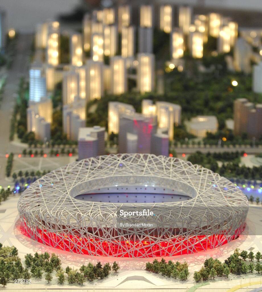 12 November 2007; A general view of a model of the National Stadium during preparations in Beijing ahead of the 2008 Summer Olympic Games. The 2008 Summer Olympics, officially known as the Games of the XXIX Olympiad, will be take place from the 8th August 2008 to 24th August 2008, at the Beijing National Stadium in Beijing, China. Beijing, China. Picture credit: Brendan Moran / SPORTSFILE *** Local Caption ***