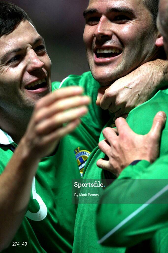 17 November 2007; Northern Ireland's David Healy, centre, celebrates scoring his side's second goal. 2008 European Championship Qualifier, Northern Ireland v Denmark, Windsor Park, Belfast, Co. Antrim. Picture credit; Mark Pearce / SPORTSFILE