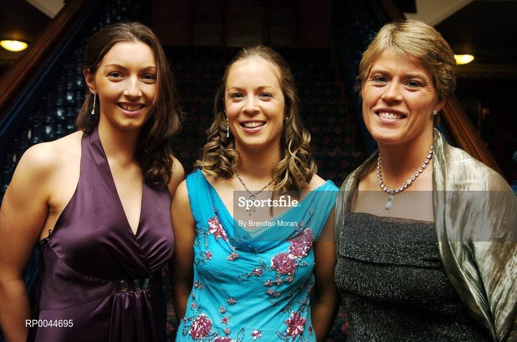 17 November 2007; Leitrim players, from left, Sarah McLoughlin, Mary McKeon, and Maeve Quinn at the 2007 O'Neills/TG4 Ladies Gaelic Football All-Star Awards. Citywest Hotel, Conference, Leisure & Golf Resort, Saggart, Co Dublin. Picture credit: Brendan Moran / SPORTSFILE  *** Local Caption ***
