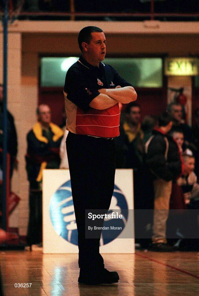 11 February 2000; ESAT Telecom Demons coach Briain Burke during the ESB Superleague match between Neptune and ESAT Telecom Demons at Neptune Stadium in Blackpool, Cork. Photo by Brendan Moran/Sportsfile