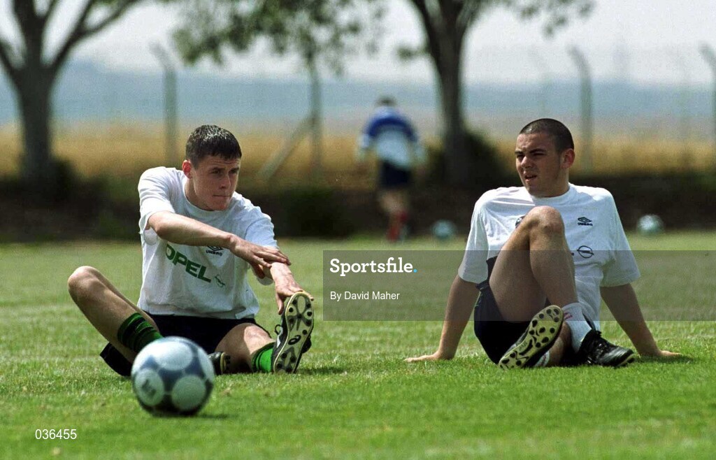 30 April 2000; Patrick McCarthy, left, and David Murphy during a Republic of Ireland U16's training session at Kefar Silver Youth Village in Ashkelon, Israel. Photo by David Maher/Sportsfile