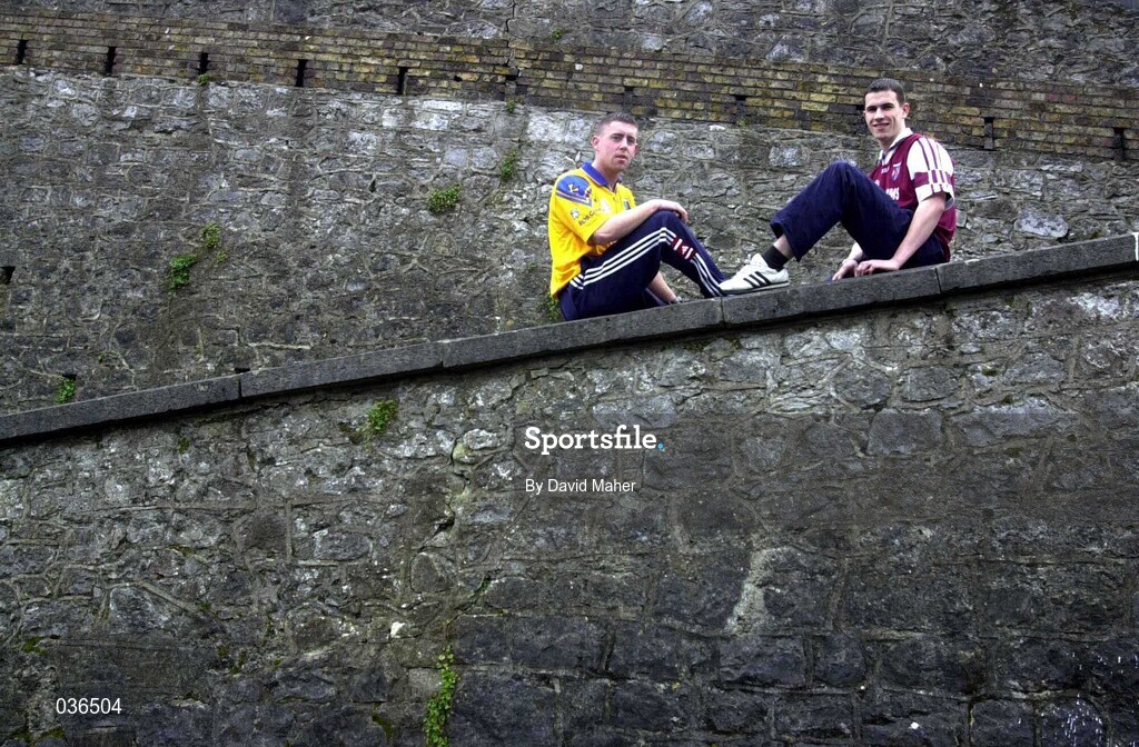 31 March 2000; Cousins Frankie Dolan of Roscommon and Dessie Dolan of Westmeath pictured at Athlone Castle in Westmeath. Photo by David Maher/Sportsfile