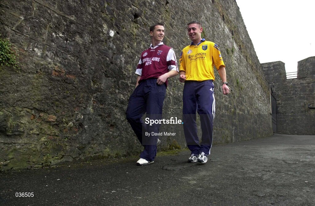 31 March 2000; Cousins Frankie Dolan of Roscommon and Dessie Dolan of Westmeath pictured at Athlone Castle in Westmeath. Photo by David Maher/Sportsfile