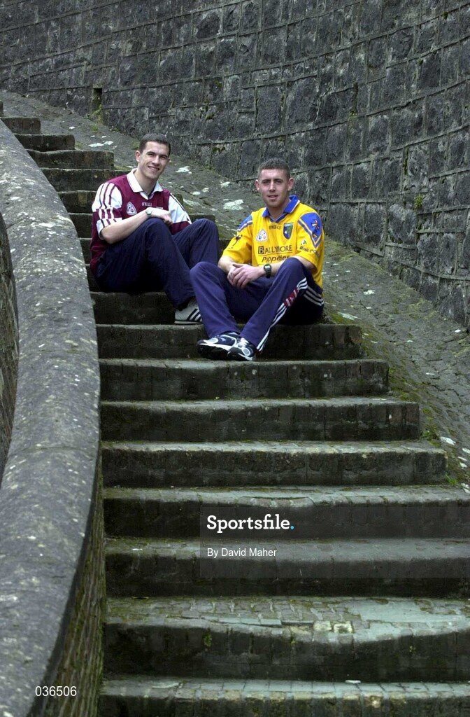 31 March 2000; Cousins Frankie Dolan of Roscommon and Dessie Dolan of Westmeath pictured at Athlone Castle in Westmeath. Photo by David Maher/Sportsfile