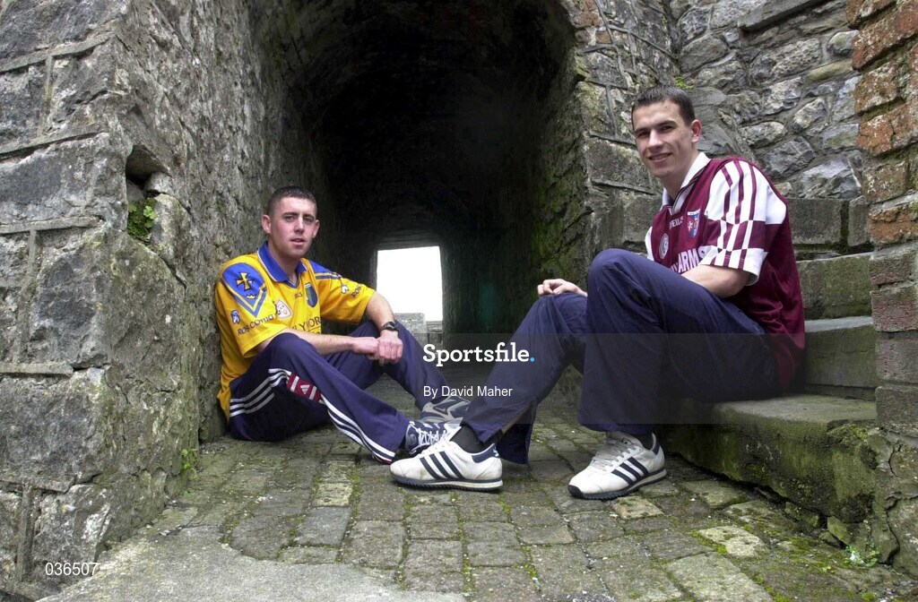 31 March 2000; Cousins Frankie Dolan of Roscommon and Dessie Dolan of Westmeath pictured at Athlone Castle in Westmeath. Photo by David Maher/Sportsfile