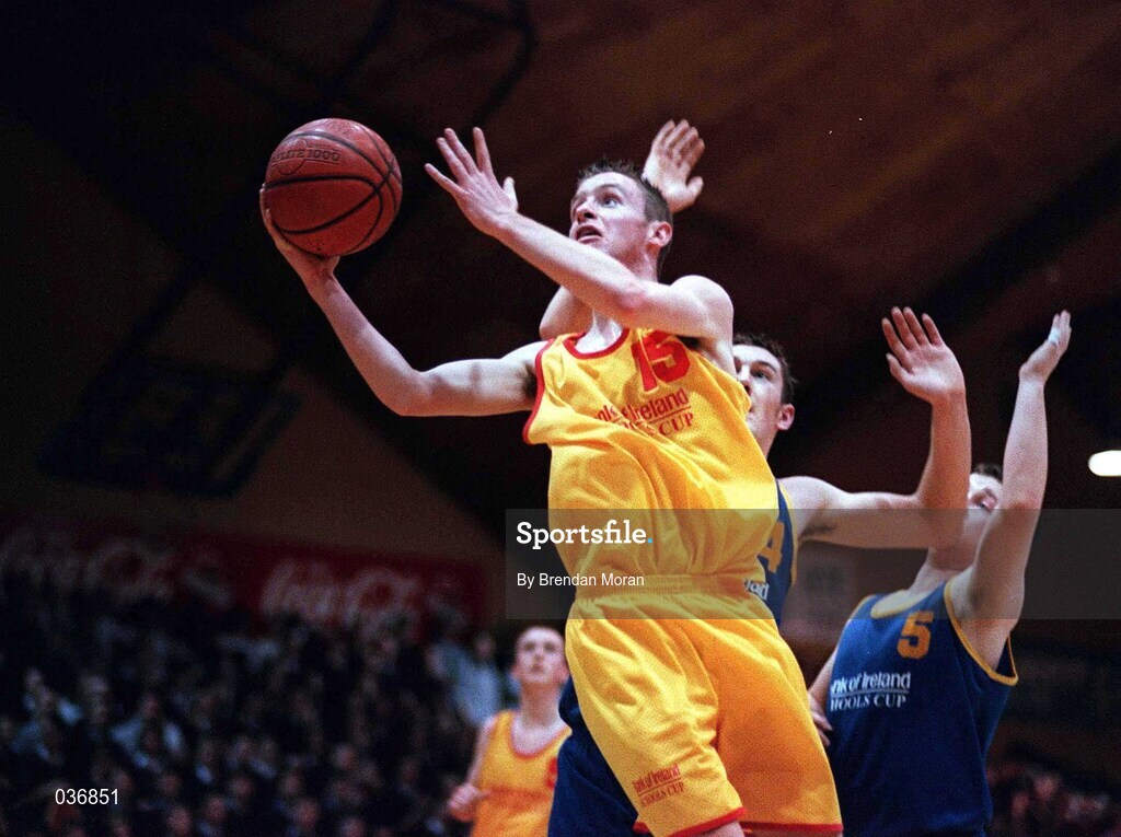 8 February 2000; Jason Mitchell of St Mary's Moyderwell during the Bank of Ireland Schools Cup Boys' B Final match between St Laurence Loughlinstown and St Mary's Moyderwel at National Basketball Arena in Tallaght, Dublin. Photo by Brendan Moran/Sportsfile