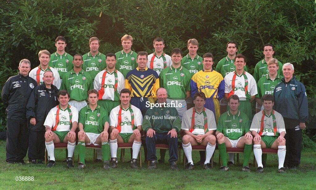 15 November 1994; The Republic of Ireland squad during a Republic of Ireland squad portraits session at Nuremore Hotel in Louth. Photo by David Maher/Sportsfile