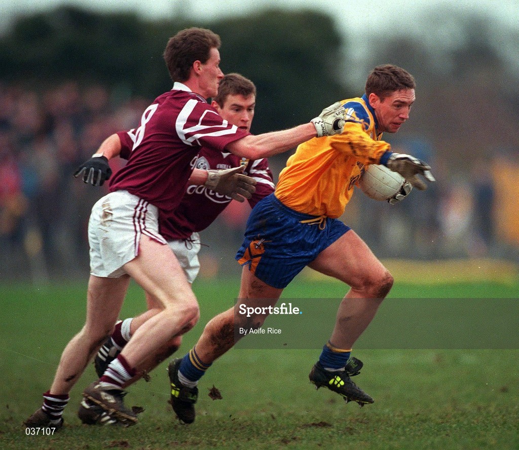 20 February 2000; Kieran McGeeney of Na Fianna is tackled by Gabriel Walsh of Crossmolina during the AIB All-Ireland Senior Club Football Championship Semi-Final match between Na Fianna and Crossmolina at Pearse Park in Longford. Photo by Aoife Rice/Sportsfile
