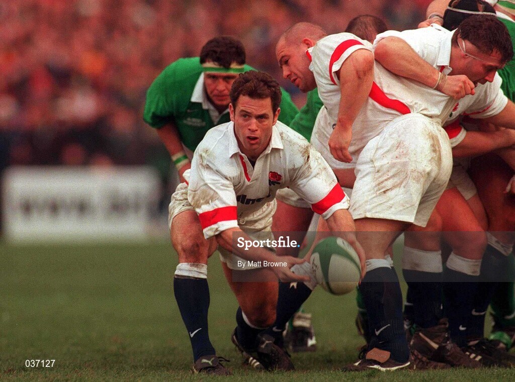 6 March 1999; Kyran Bracken of England during the Five Nations Rugby Championship match between Ireland and England at Lansdowne Road in Dublin. Photo by Matt Browne/Sportsfile