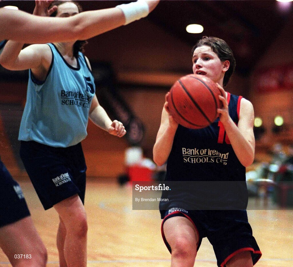 8 February 2000; Mairead Finnegan of Presentation Killarney during the Bank of Ireland Schools Cup Girls' A Final match between Mercy Waterford and Presentation Killarney at National Basketball Arena in Tallaght, Dublin. Photo by Brendan Moran/Sportsfile