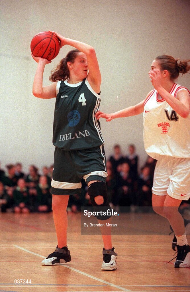 11 February 2000; Neassa O'Keeffe of Ireland during the Junior Women's International Friendly match between Ireland and England in Skibbereen, Cork. Photo by Brendan Moran/Sportsfile