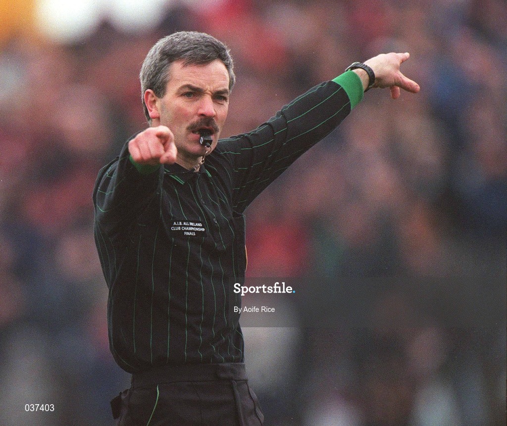 20 February 2000; Referee Paddy Russell during the AIB All-Ireland Senior Club Football Championship Semi-Final match between Na Fianna and Crossmolina at Pearse Park in Longford. Photo by Aoife Rice/Sportsfile