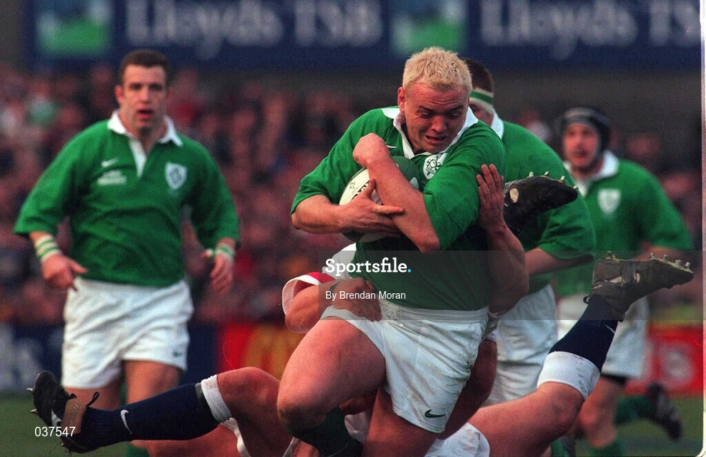 6 March 1999; Rob Henderson of Ireland during the Five Nations Rugby Championship match between Ireland and England at Lansdowne Road in Dublin. Photo by Brendan Moran/Sportsfile